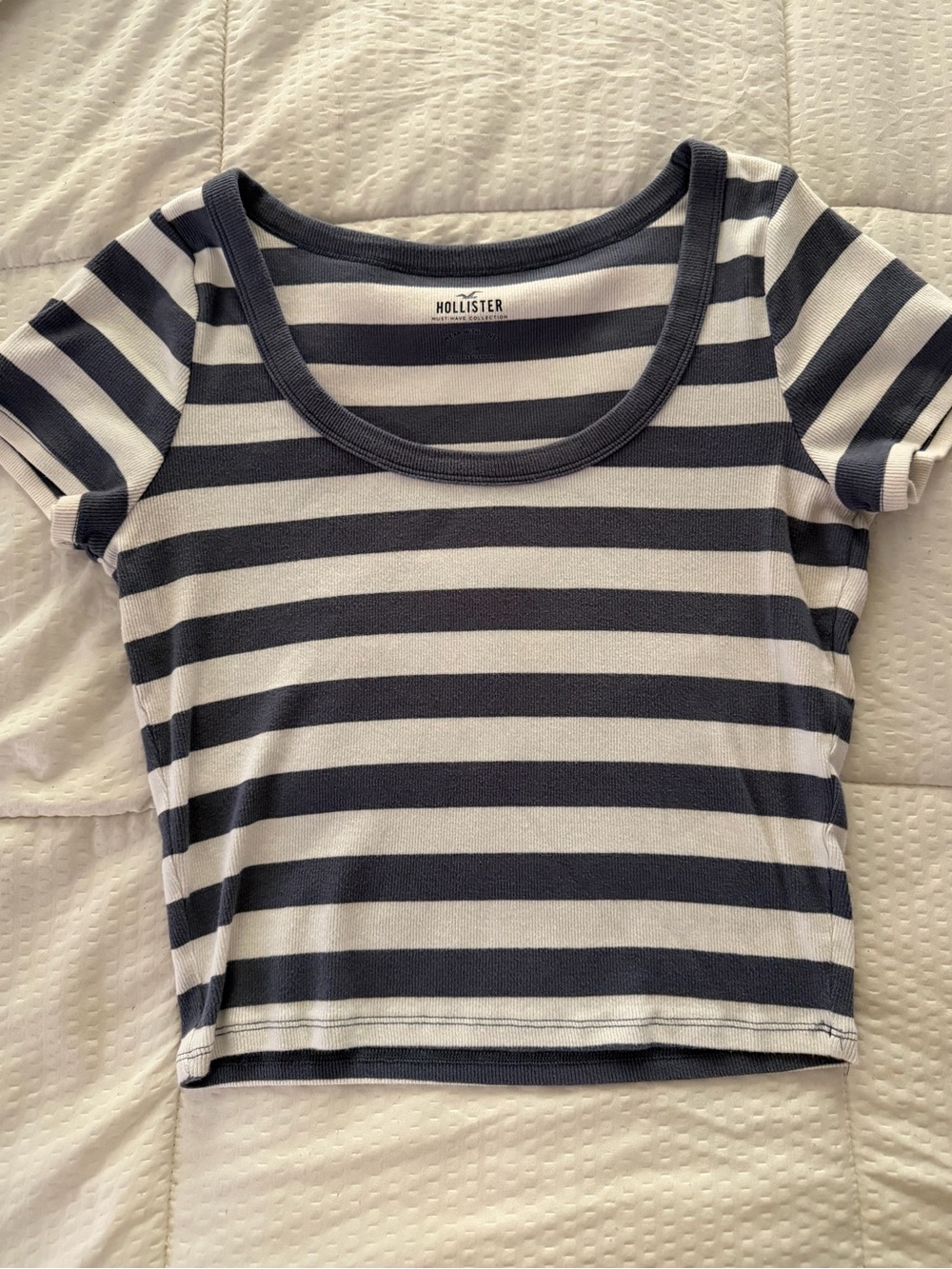 Hollister Blue and White Striped Tee